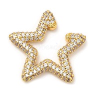 Crystal Rhinestone Star Cuff Earrings, Rack Plating Brass No Piercing Earrings for Women, Lead Free & Cadmium Free, Real 18K Gold Plated, 24x25x3mm(EJEW-D059-06G-02)