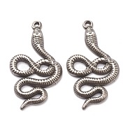 304 Stainless Steel Pendants, Snake, Stainless Steel Color, 32x18x2mm, Hole: 1mm(STAS-G244-08P)