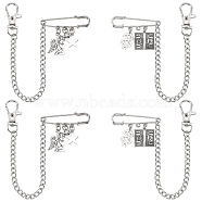 CHGCRAFT 4Pcs 2 Style Angel & Star and Money & Symbol $ Alloy Safety Brooch, Brooch Suit Pin Badge with Chain and Swivel Lobster Claw Clasp, Platinum, 19.5~20cm, 2pcs/style(JEWB-CA0001-15)