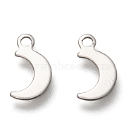 201 Stainless Steel Charms, moon, Stainless Steel Color, 10x6x0.5mm, Hole: 1.4mm(STAS-B001-11P)