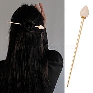 Cellulose Acetate(Resin) Hair Sticks, with Light Gold Alloy Pin, Blanched Almond, 149x16mm(OHAR-C007-01B)