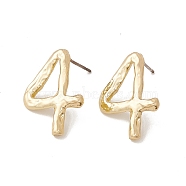 Brass Number Stud Earrings with 925 Sterling Silver Pins for Women, Num.4, 21x15mm, Pin: 0.7mm(EJEW-A077-01D)