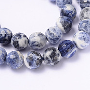 Faceted Natural Sodalite Round Bead Strands, 10mm, Hole: 1mm, about 33pcs/strand, 14.9 inch(G-L377-45-10mm)