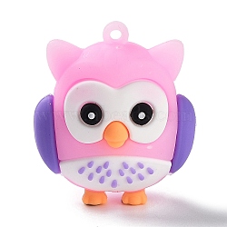 PVC Cartoon Owl Doll Pendants, for Keychains, Plum, 43x37x26mm, Hole: 3mm(KY-C008-04E)