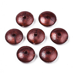 Opaque Acrylic Beads, Flat Round, Dark Red, 10x4mm, Hole: 1.5mm, about 2300pcs/500g(OACR-N131-019A)