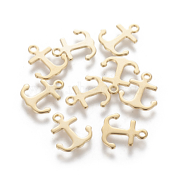 304 Stainless Steel Charms, Anchor, Golden, 12x11x0.5mm, Hole: 1.4mm(STAS-L233-053G)