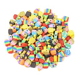 Handmade Polymer Clay Beads, Ice Lolly, Mixed Color, 10~11.5x6~8x4~4.5mm, Hole: 1.5~1.8mm, 100pcs/bag(CLAY-CJC0014-01)