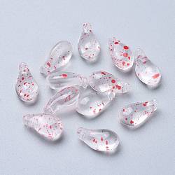 Transparent Glass Pendants, Dyed & Heated, Teardrop, Clear, 15x8x6mm, Hole: 1mm(GLAA-M040-A02)