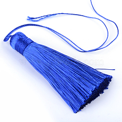 Polyester Tassel Pendant Decorations, Blue, 77~81x12~13mm(AJEW-R057-08)