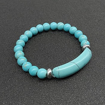 Synthetic Turquoise Bead Stretch Bracelets for Women Men, Perimeter:7-7/8 inch(20cm)