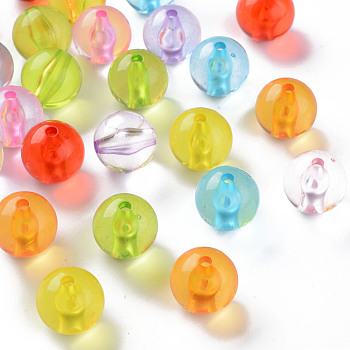 Transparent Acrylic Beads, Round, Mixed Color, 16x15mm, Hole: 2.8mm, about 220pcs/500g