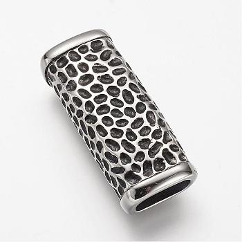 304 Stainless Steel Slide Charms, Rectangle, Antique Silver, 40x16x10mm, Hole: 7x12mm