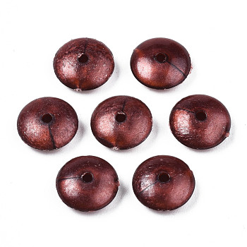 Opaque Acrylic Beads, Flat Round, Dark Red, 10x4mm, Hole: 1.5mm, about 2300pcs/500g