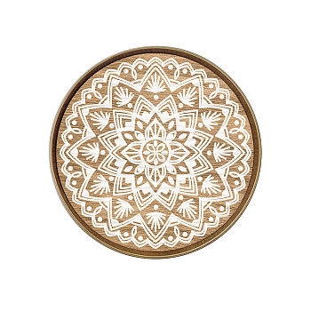 Wood Tray, Jewelry Plate, Flat Round with Flower, Flower, 300mm