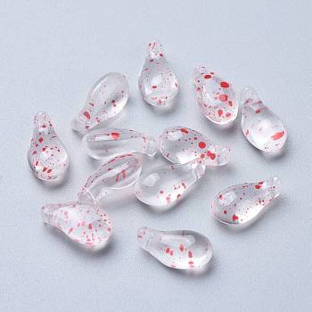 Transparent Glass Pendants, Dyed & Heated, Teardrop, Clear, 15x8x6mm, Hole: 1mm