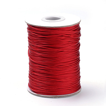 Braided Korean Waxed Polyester Cords, Red, 0.8mm, about 87.48 yards(80m)/roll