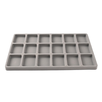 Resin Flocking 16 Grids Beading Jewelry Design Beads Storage Tray, Gray, 20x35x1.7cm