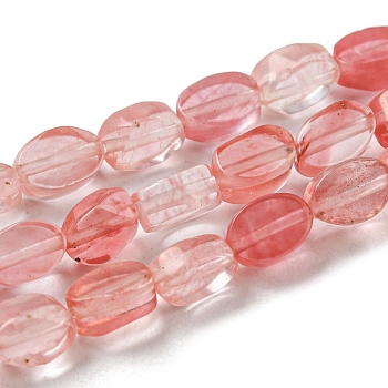 Cherry Quartz Glass Beads Strands, Flat Oval, 6~6.5x4~4.5x2.5mm, Hole: 0.6mm, about 64pcs/strand, 15.94''(40.5cm)