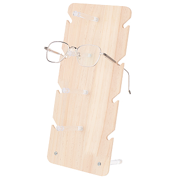 4-Tier Wood Display Stands, with Clear Acrylic Findings, for Glasses Display Holder, Navajo White, 32.9x14.9x0.5cm, 13pcs/set