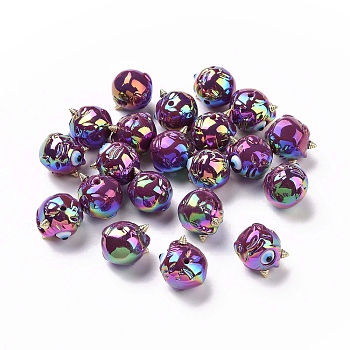 UV Plating Rainbow Iridescent Acrylic Beads, Demon with Evil Eye, Purple, 11.5x13x12mm, Hole: 1.6mm