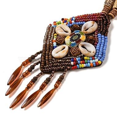 Colorful Woven Shells Pendant Necklaces for Women(KH6555-2)-2