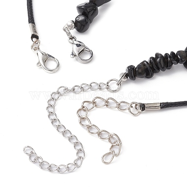 2Pcs 2 Style Natural Obsidian Bullet & Alloy Sun Pendant Necklaces Set(NJEW-JN04514-02)-5