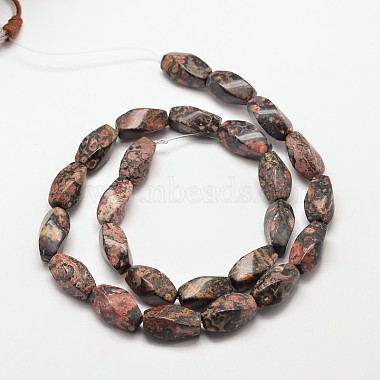 Natural Leopard Skin Jasper Twist Beads Strands(G-P093-04)-2