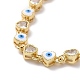 Enamel Evil Eye & Cubic Zirconia Heart Link Chain Bracelet(BJEW-H555-01B)-2