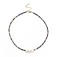 Shell Smiling Face & Glass Beaded Necklace for Women(NJEW-JN03910-04)-1