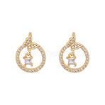 2Pcs Brass Micro Pave Cubic Zirconia Pendants, Ring with Butterfly, Cadmium Free & Lead Free, Long-Lasting Plated, Real 18K Gold Plated, 17.5x13x6mm, Hole: 3x3mm, 2pcs/set(KK-TA0002-95)