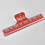 Plastic Clips, Piano & Musical Note/Treble Clef, Red, 149x48.5x24.5mm, Hole: 5.5mm(AJEW-WH0096-64A)