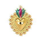304 Stainless Steel Enamel Big Pendants, Sacred Heart Charms, Ion Plating(IP), Real 18K Gold Plated, Colorful, 52x41mm(STAS-OY003-10G)