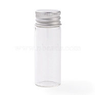 (Defective Closeout Sale: Scratch on the Cap) Glass Bead Containers, with Screw Aluminum Cap and Silicone Stopper, Platinum, Clear, 6.1x2.2cm, Capacity: 5ml(0.17fl. oz)(AJEW-XCP0001-95A)