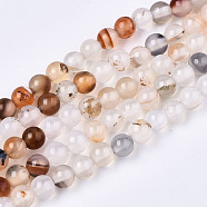 Natural Flower Agate Beads Strands,  Round, 4mm, Hole: 0.5mm, about 91~95pcs/strand, 14.57 inch~15.35 inch(37~39cm)(G-S359-237)
