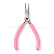 Steel Jewelry Pliers with Plastic Handle Covers, Round Nose Pliers, Ferronickel, Pink, 12.2x6.3x0.9cm(PT-Q010-05P)