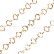 Handmade Brass Link Chains, Soldered, with Spool, Heart, Real 18K Gold Plated, 6x3.5x0.3mm, about 32.8 Feet(10m)/roll(CHC-S012-088)