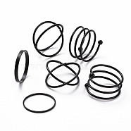 Criss Cross Alloy Finger Rings Set, Spiral Wire Wrap Cuff Rings, Stackable Rings for Women, Electrophoresis Black, Inner Diameter: 17~18mm, 6pcs/set(RJEW-D116-03EB)