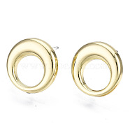 Alloy Stud Earring Findings, with Steel Pin, Ring with Plastic Protective Sleeve, Light Gold, 13mm, Hole: 7mm, Pin: 0.7mm(PALLOY-T064-66LG-RS)