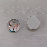 Glass Cabochons, Flat Round, Music Note Pattern, Colorful, 10x4mm, 140pcs/bag(GLAA-WH0025-31A-05)