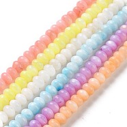 Natural Cultured Freshwater Shell Beads Strands, Mixed Dyed and Undyed, Rondelle, Mixed Color, 5x3~3.5mm, Hole: 0.9mm, about 113pcs/strand, 15.47 inch(39.3cm)(SHEL-F002-02)
