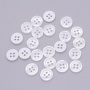 Resin Button, Mixed Dyed and Undyed, 4-hole, Flat Round, White, 11.2x1.5mm, Hole: 2.2mm(RESI-WH0024-54)