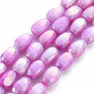 Opaque Baking Painted Crackle Glass Beads Strands, Faceted, AB Color Plated, Melon Seeds, Violet, 9x6x4.5mm, Hole: 1.2mm, about 50pcs/strand, 17.32 inches(44cm)(EGLA-S174-21B)