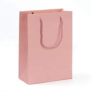 Kraft Paper Bags, Gift Bags, Shopping Bags, Wedding Bags, Rectangle with Handles, Pink, 28x20x10cm(CARB-G004-B03)
