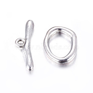 Alloy Toggle Clasps, Lead Free & Cadmium Free & Nickel Free, Antique Silver, Ring:16x21x3mm, Bar:9x29mm, Hole: 2mm.(PALLOY-G014-AS-NF)