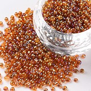 Round Glass Seed Beads, Transparent Colours Rainbow, Round, Dark Goldenrod, 2mm(SEED-A007-2mm-162C)
