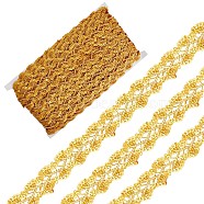 13M Metallic Braided Lace Trim, Flower Decorative Ribbon with Sequins, for Craft Sewing, Garment Accessories, Dark Goldenrod, 25x1.5mm, about 14.22 Yards(13m)/Card(SRIB-WH0011-062B)