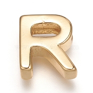 Brass Charms, Long-Lasting Plated, Letter, Letter.R, R: 8.5x7.5x3mm, Hole: 1.6mm(X-ZIRC-I037-01R-G)