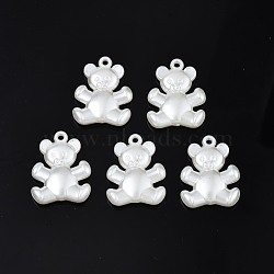 ABS Plastic Imitation Pearl Pendants, Bear, Creamy White, 24x18.5x4.5mm, Hole: 1.6mm, about 400pcs/500g(KY-T023-013A)