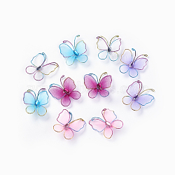 Cloth Decorations, with Glass Rhinestone and Iron Findings, Butterfly, Mixed Color, 30~38x29~32x8~9mm(AJEW-WH0064-01)