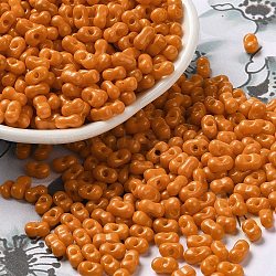 Baking Paint Glass Seed Beads, Peanut, Dark Orange, 5.5~6x3~3.5x3mm, Hole: 1~1.2mm, about 3877pcs/pound(SEED-K009-01A-24)